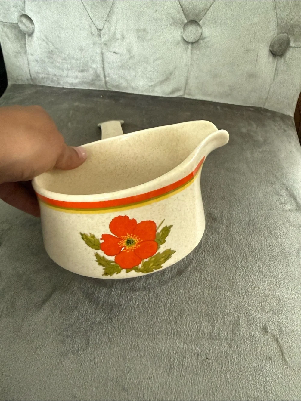 Vintage 70s Lenox Temper-Ware Fire Flower Casserole Dish With Lid and gravy boat